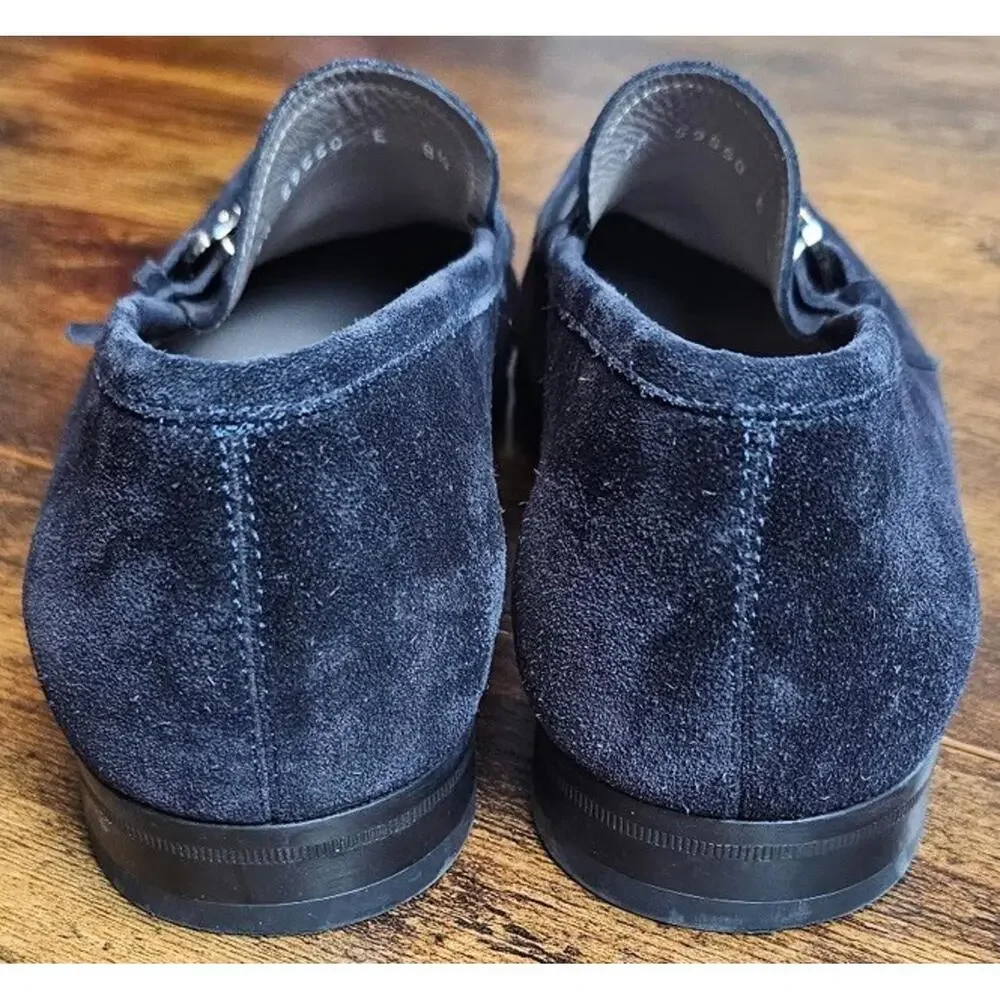 Men's Salvatore‎ Ferragamo Gancini Buckle Dark Navy Suede Loafer US Size 8.5 EUC